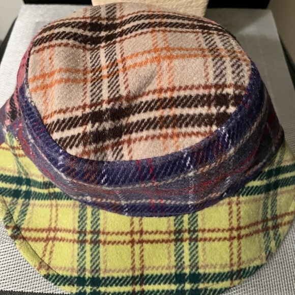 LELE SADOUGHI NWT AUTHENTIC MULTI-COLOR PLAID PATCHWORK FLANNEL BUCKET HAT - Picture 4 of 16